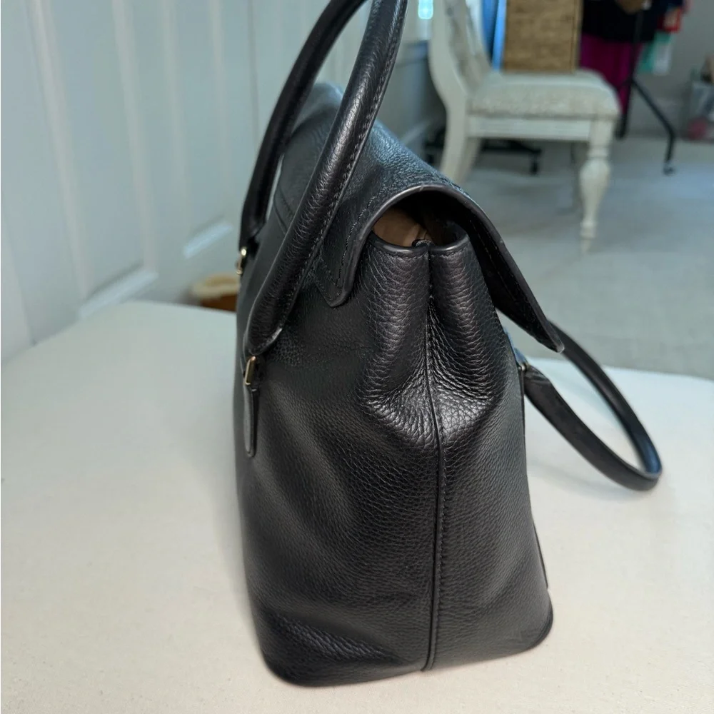 Kate Spade Black Pebbled Leather Satchel Tassel Top Handle Purse